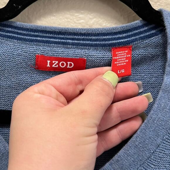 Izod Men's Blue V-Neck Knit Pullover Sweater Size Large - Picture 3 of 6